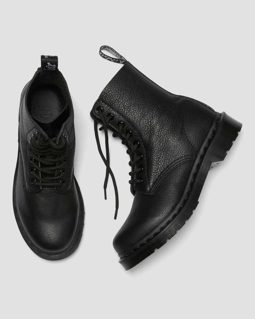 sorte dr martens 1460 pascal mono damestøvler med snørebånd