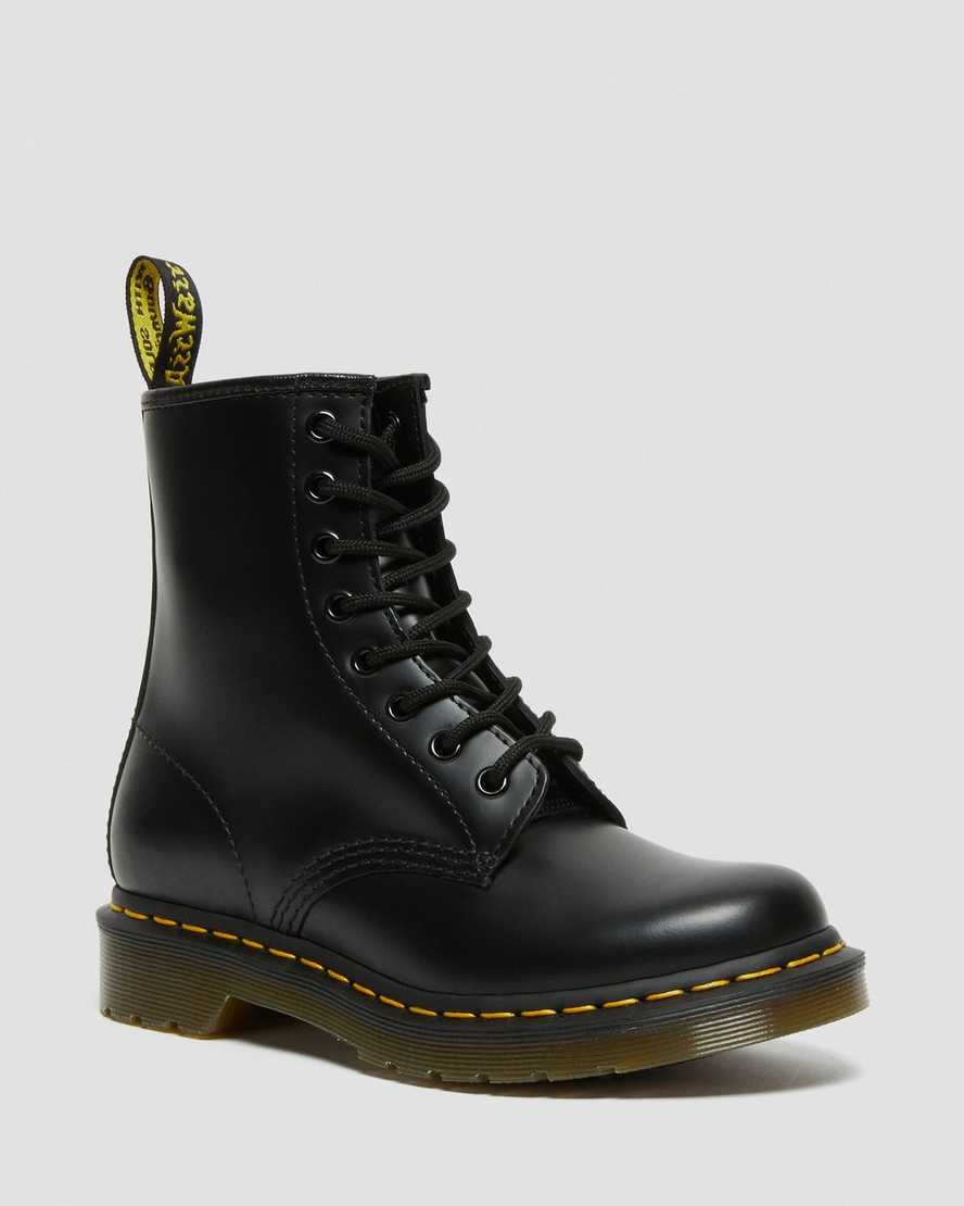sorte dr martens 1460 smooth damestøvler med snørebånd