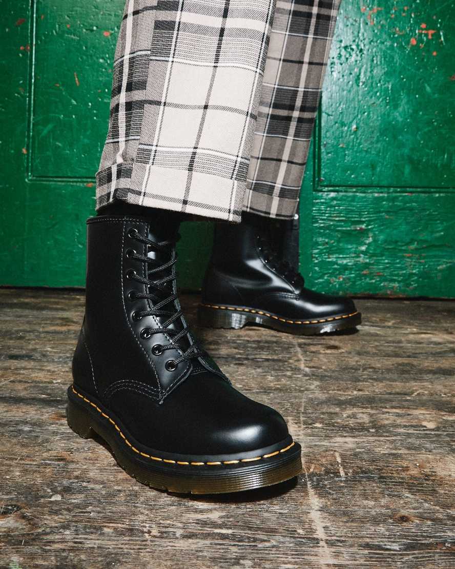 sorte dr martens 1460 smooth damestøvler med snørebånd