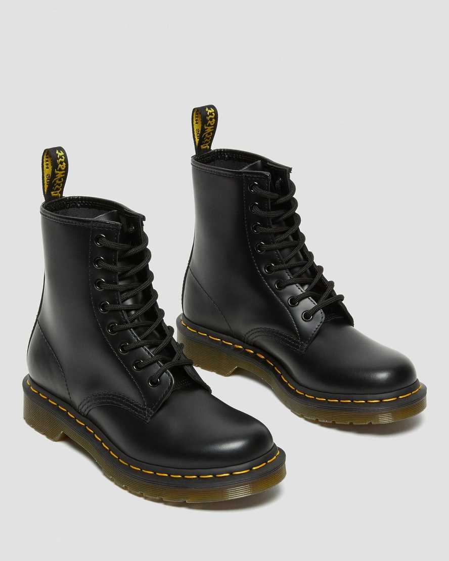 sorte dr martens 1460 smooth damestøvler med snørebånd