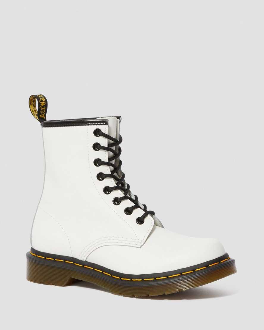 hvide dr martens 1460 smooth damestøvler med snørebånd