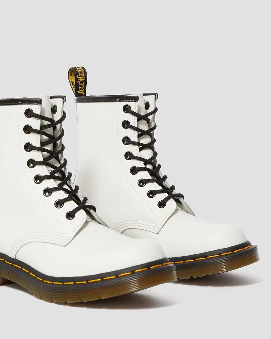 hvide dr martens 1460 smooth damestøvler med snørebånd