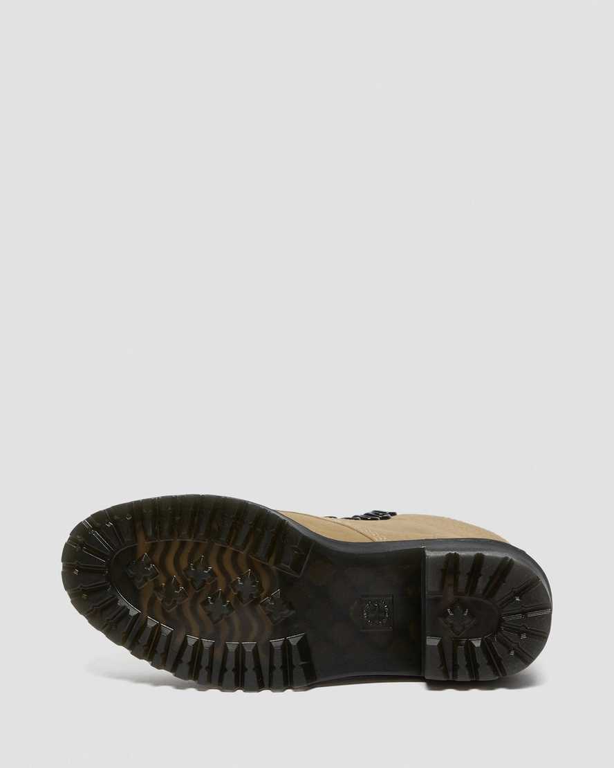 brune dr martens leona damestøvler med snørebånd