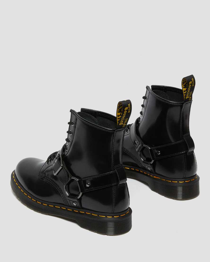 sorte dr martens 1460 harness damestøvler med snørebånd