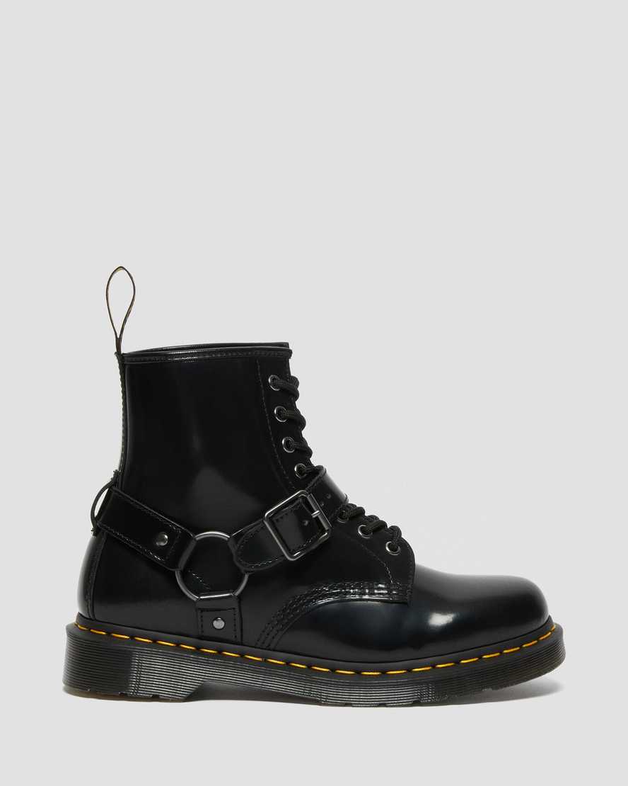 sorte dr martens 1460 harness damestøvler med snørebånd