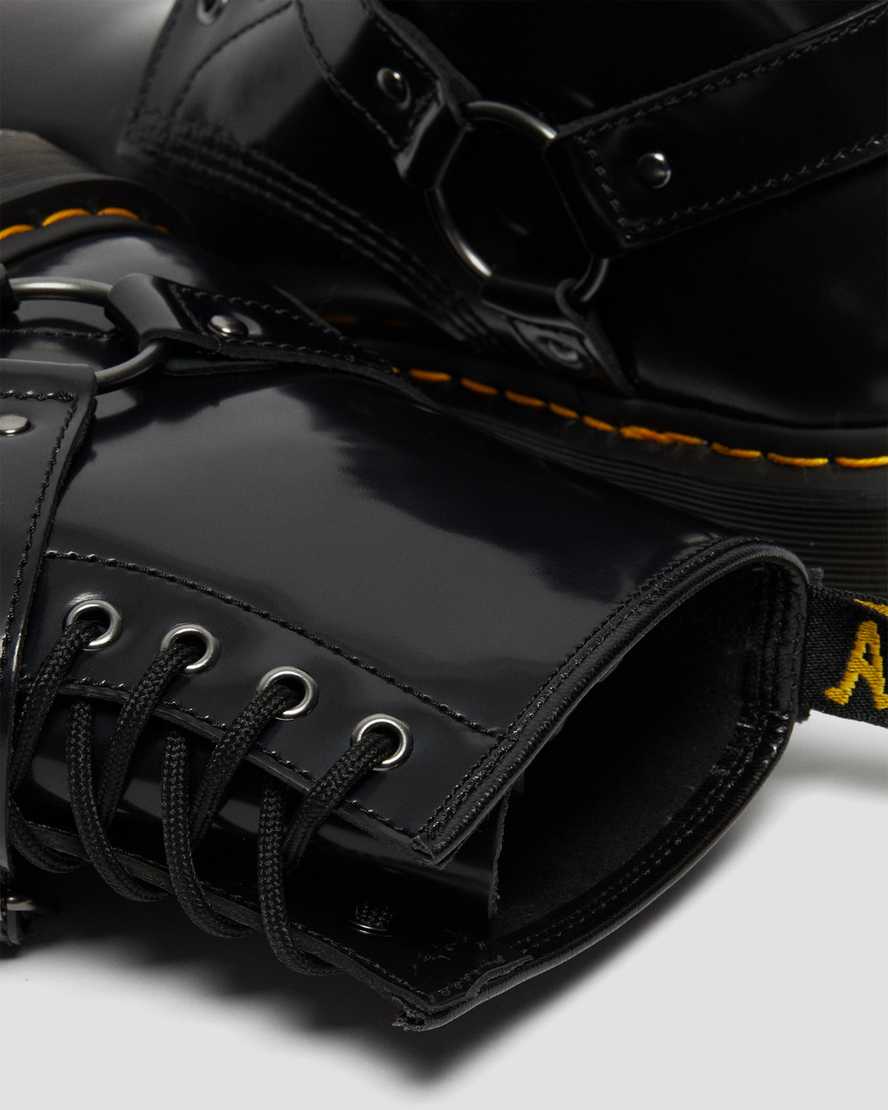 sorte dr martens 1460 harness damestøvler med snørebånd