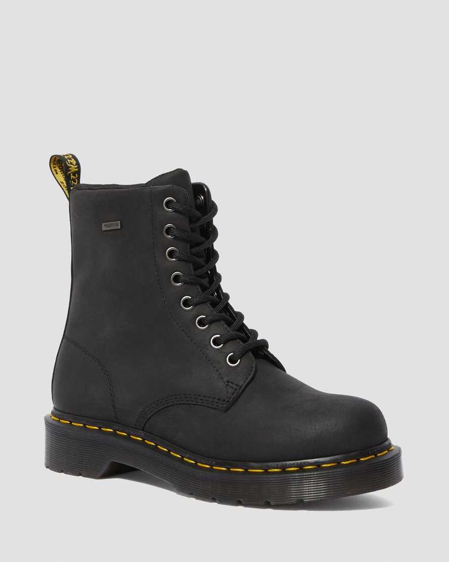 sorte dr martens 1460 vandtætte damestøvler med snøre