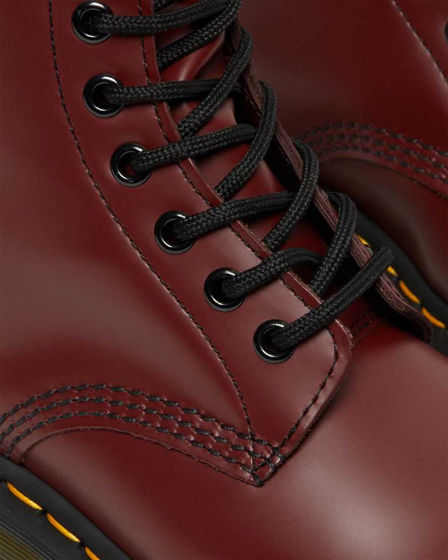 røde dr martens 1460 smooth damestøvler med snørebånd