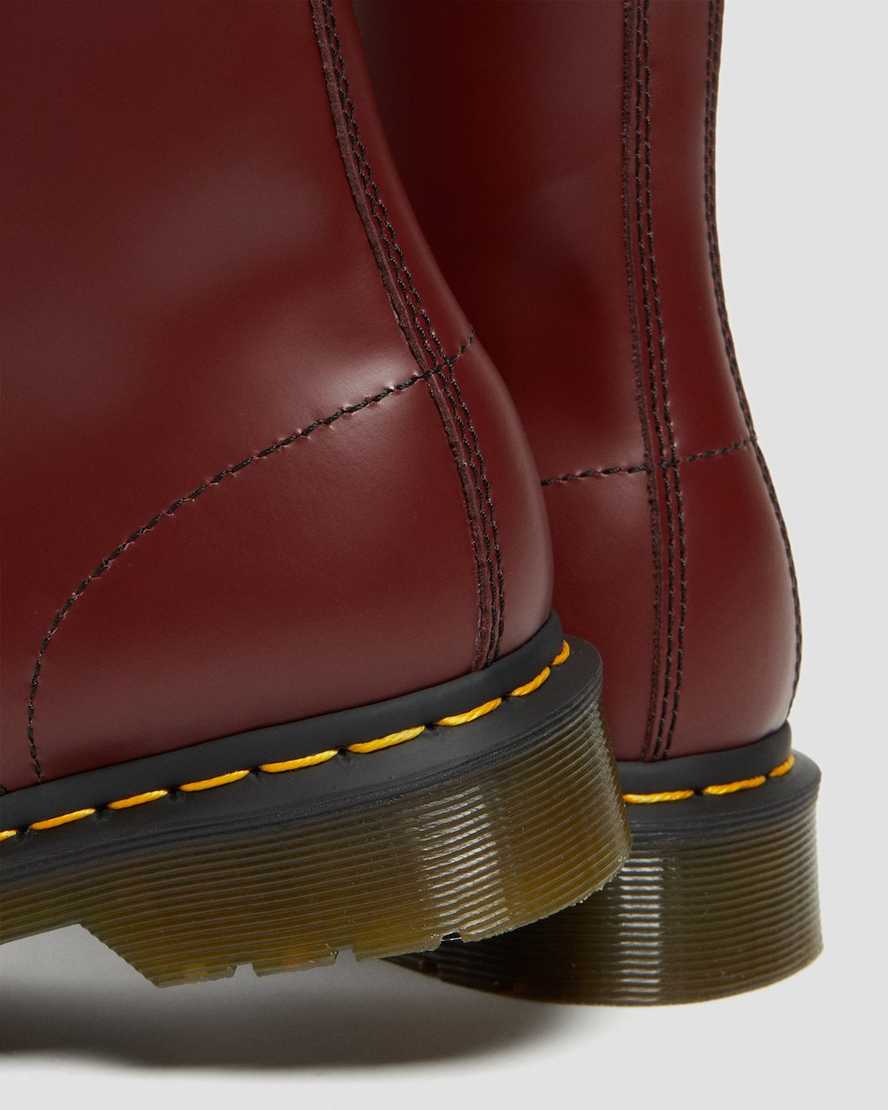 røde dr martens 1460 smooth damestøvler med snørebånd