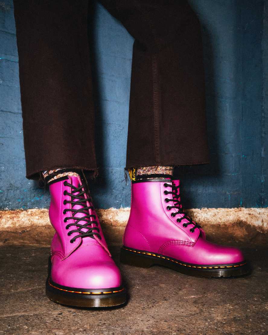 dr. martens 1460 smooth damestøvler med snørebånd lyserød