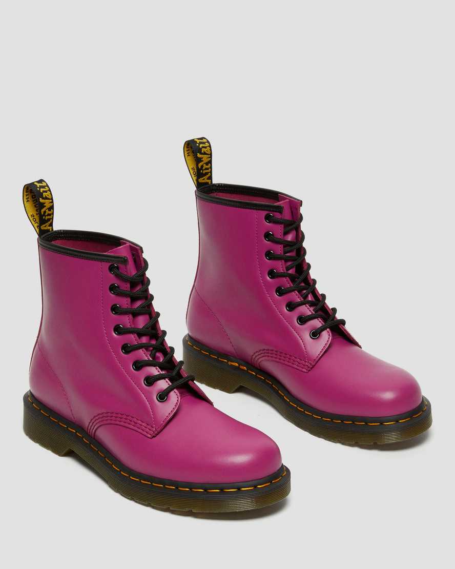 dr. martens 1460 smooth damestøvler med snørebånd lyserød