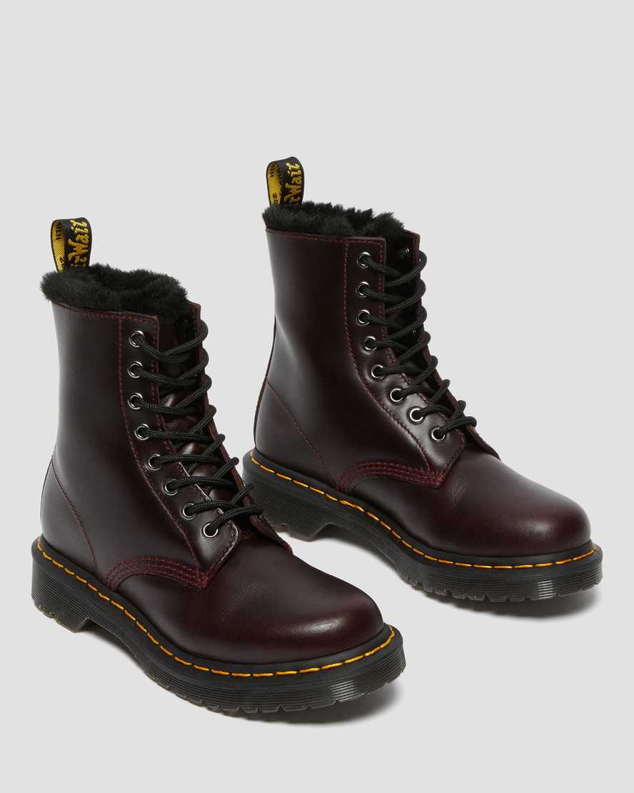 dr. martens 1460 serena faux fur lined damestøvler med snørebånd
