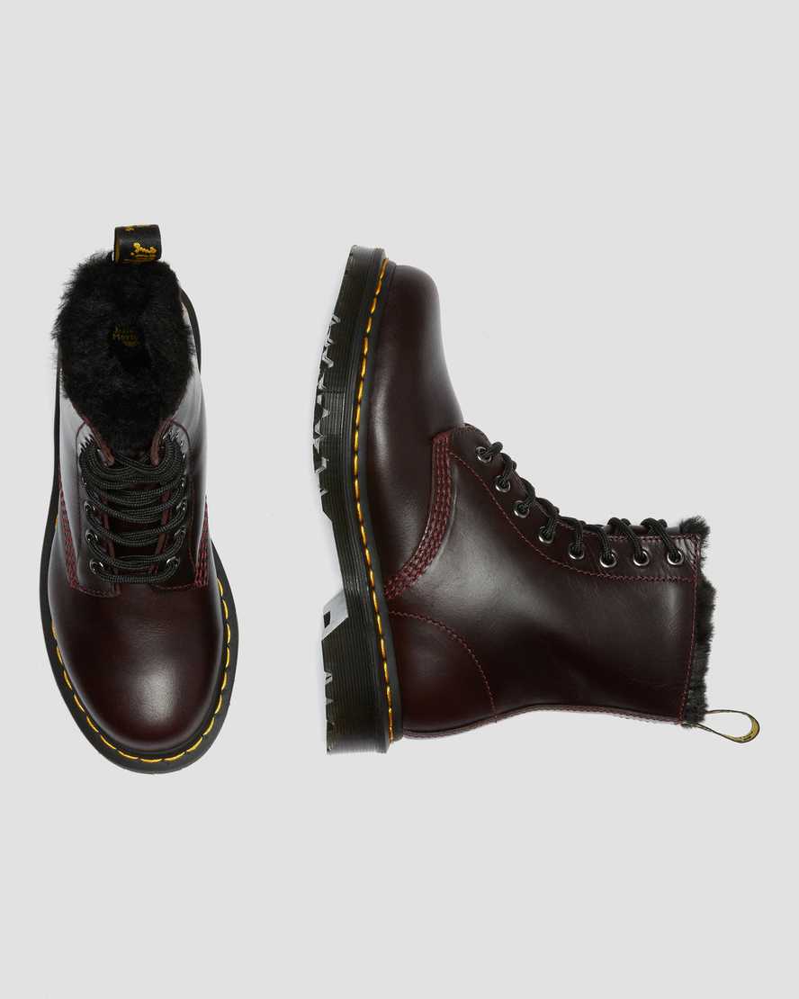 dr. martens 1460 serena faux fur lined damestøvler med snørebånd