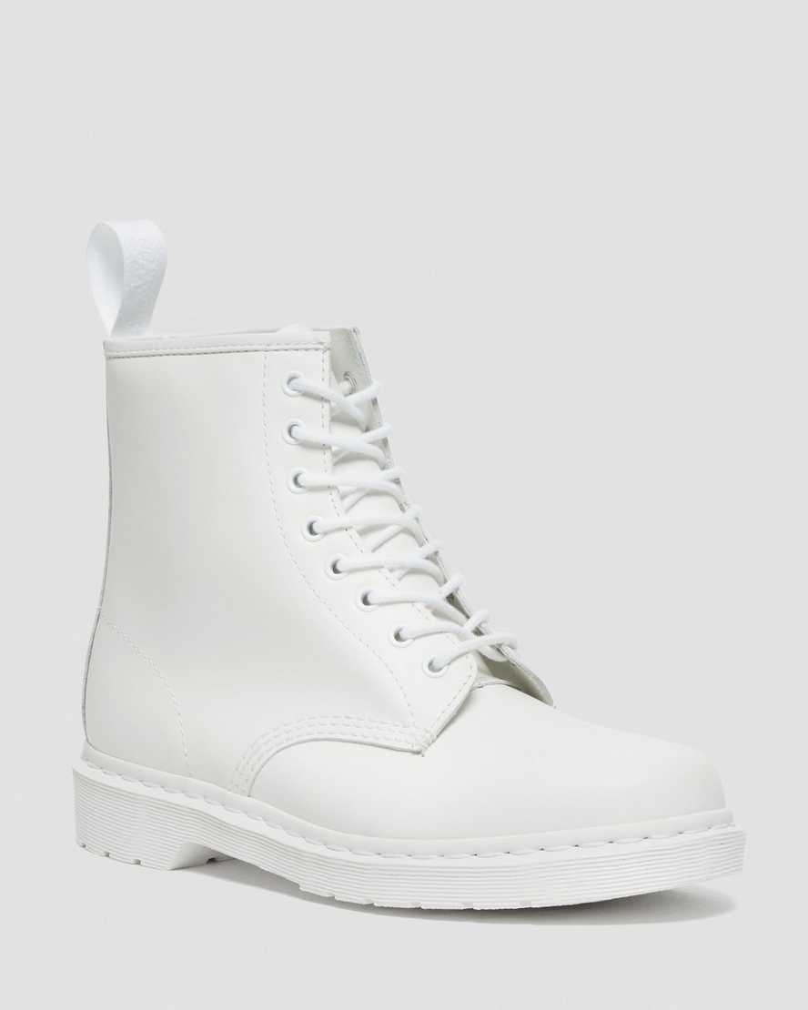hvide dr martens 1460 mono smooth damestøvler med snørebånd
