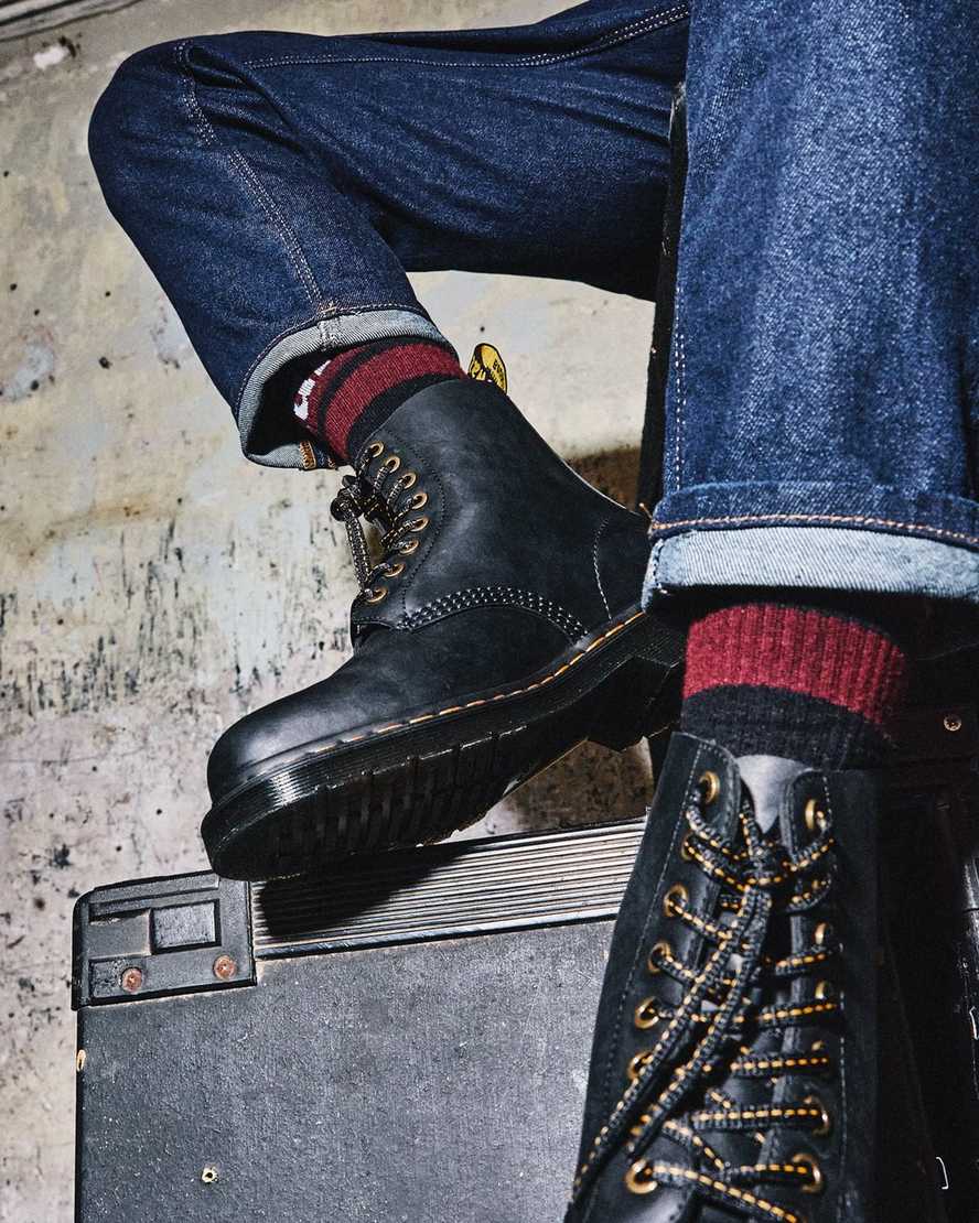 sorte dr martens 1460 pascal damestøvler med snørebånd