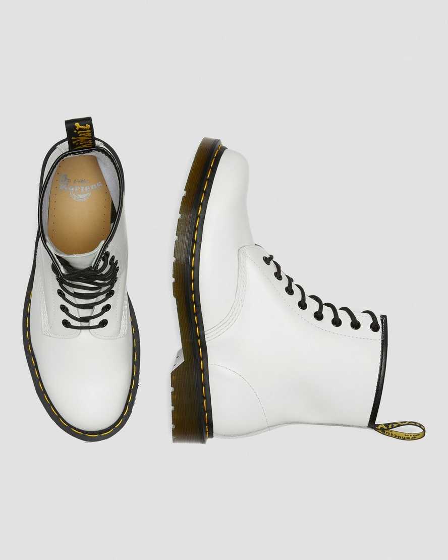 hvide dr martens 1460 smooth damestøvler med snørebånd