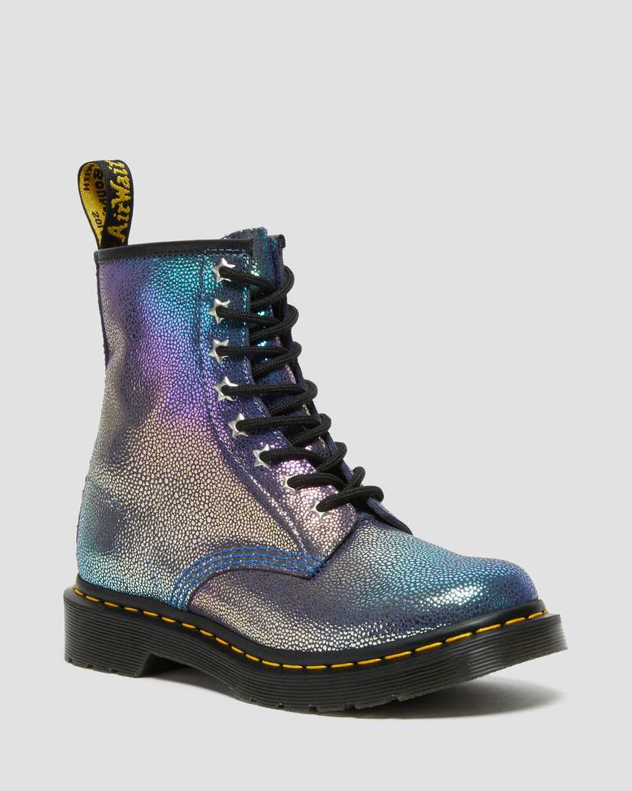 flerfarvede dr martens 1460 rainbow ray damestøvler med snørebånd