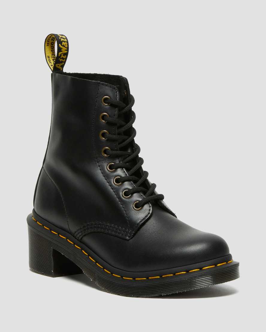 sorte dr martens clemency heeled damestøvler med snørebånd