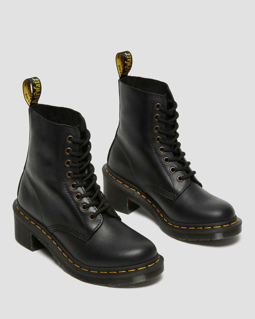 sorte dr martens clemency heeled damestøvler med snørebånd