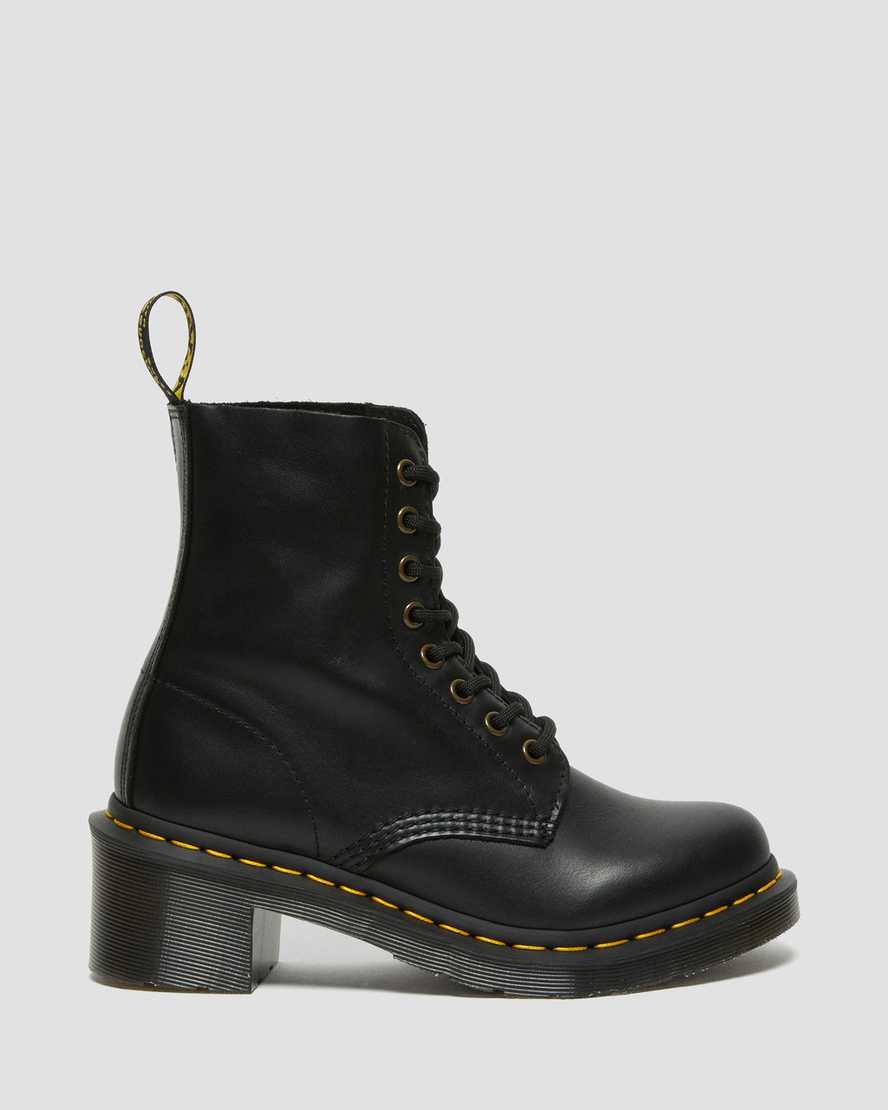 sorte dr martens clemency heeled damestøvler med snørebånd