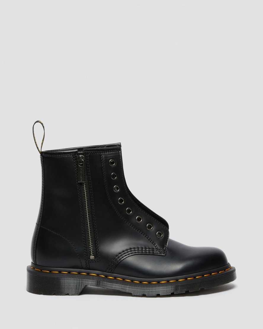 sorte dr martens 1460 elastic smooth damestøvler med snørebånd