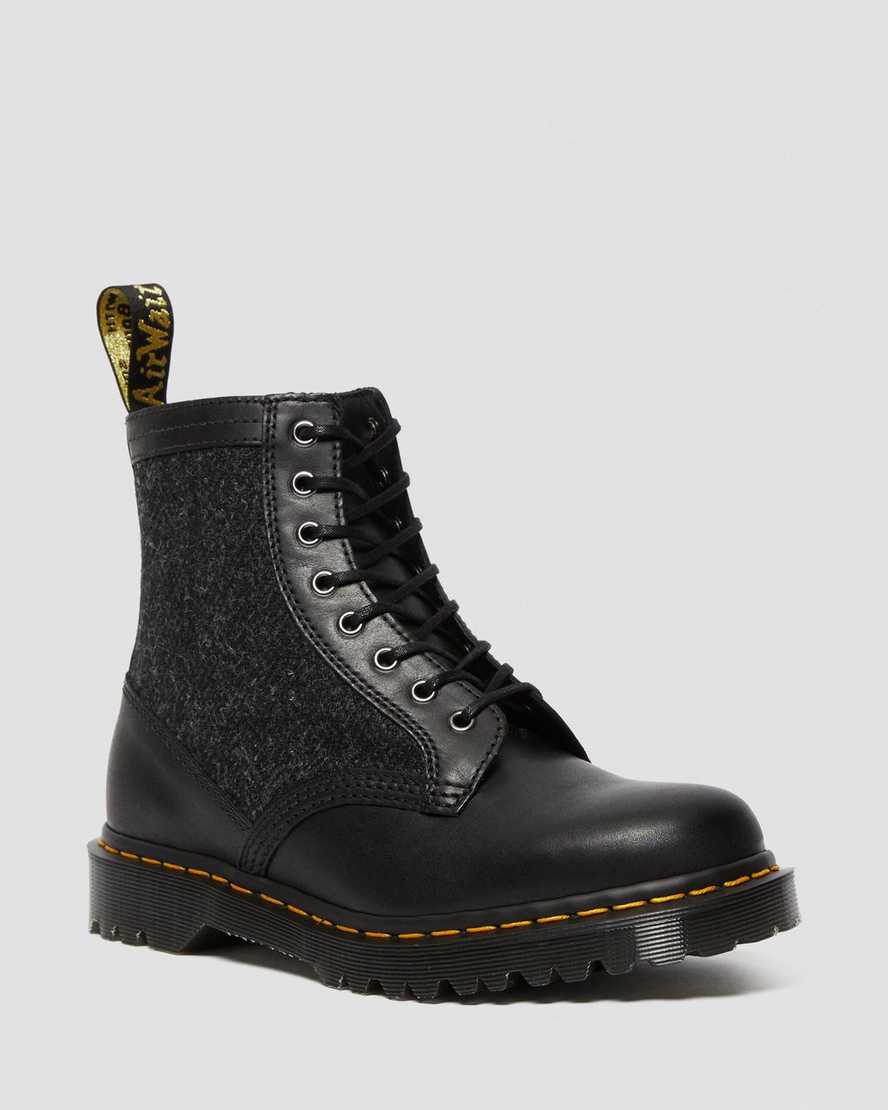 sorte dr martens 1460 harris tweed damestøvler med snøre