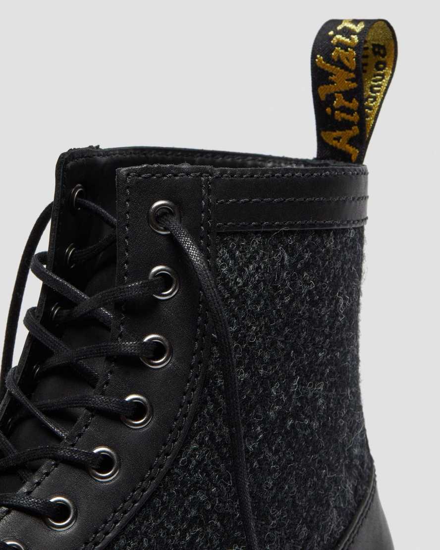 sorte dr martens 1460 harris tweed damestøvler med snøre