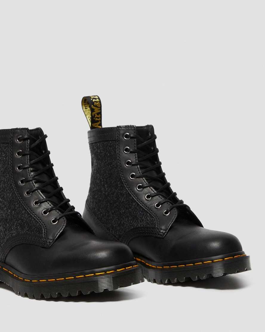 sorte dr martens 1460 harris tweed damestøvler med snøre