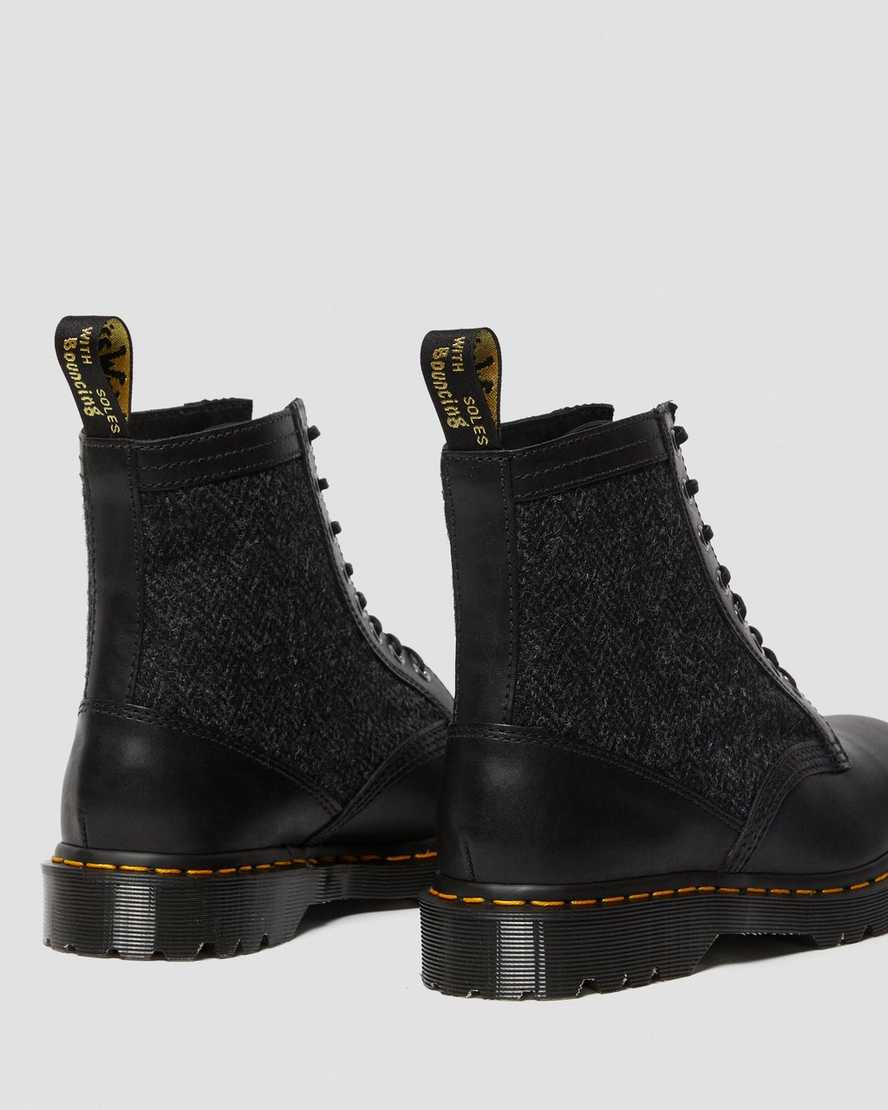 sorte dr martens 1460 harris tweed damestøvler med snøre