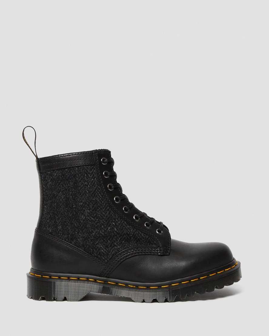 sorte dr martens 1460 harris tweed damestøvler med snøre