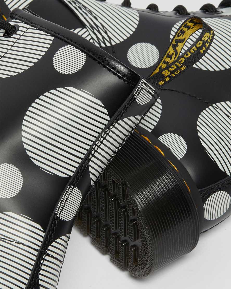 sorte dr martens 1460 polka dot smooth damestøvler med snørebånd