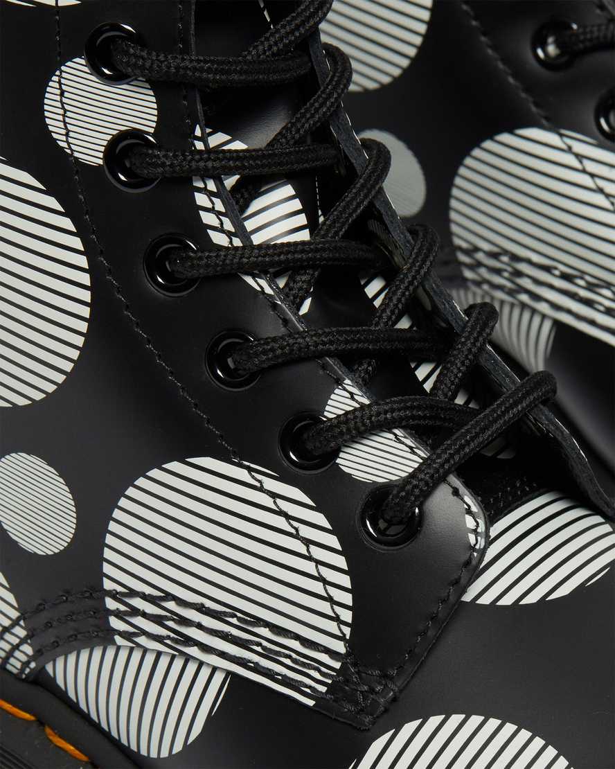 sorte dr martens 1460 polka dot smooth damestøvler med snørebånd