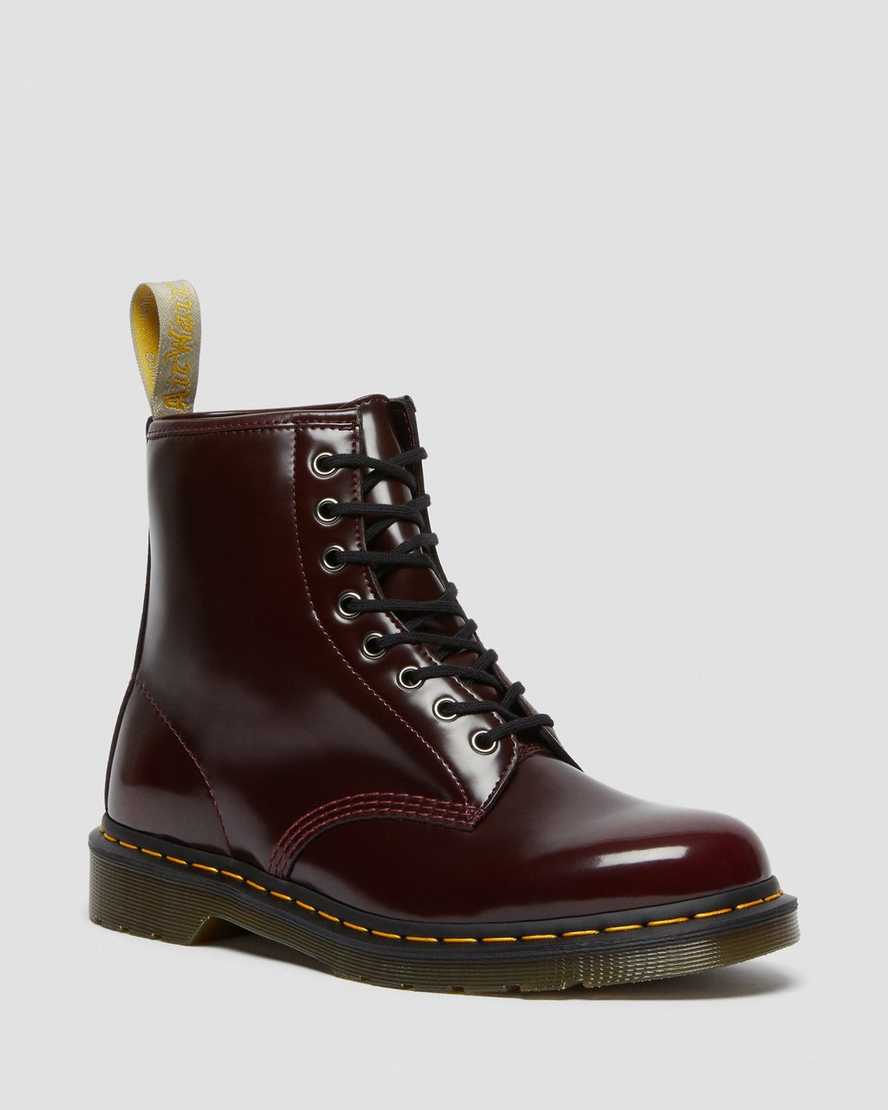 røde dr martens 1460 damestøvler med snørebånd