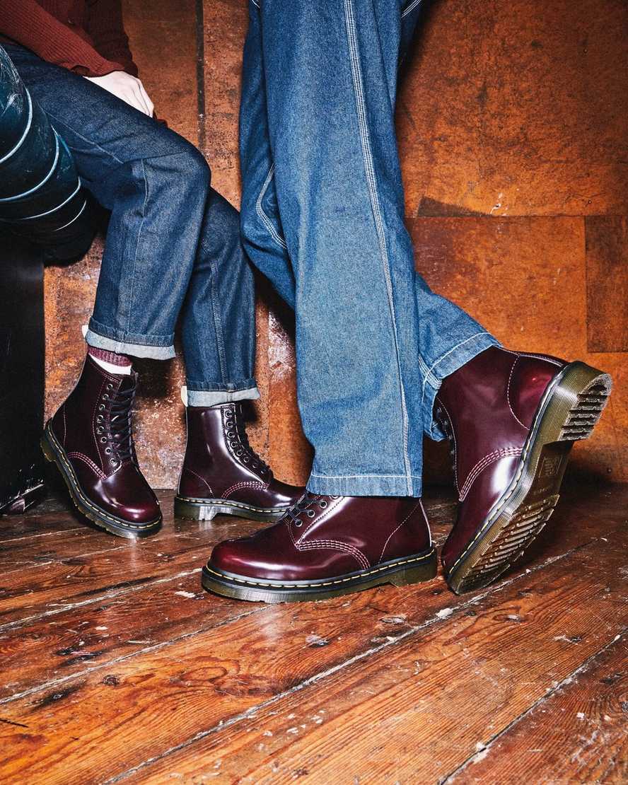 røde dr martens 1460 damestøvler med snørebånd