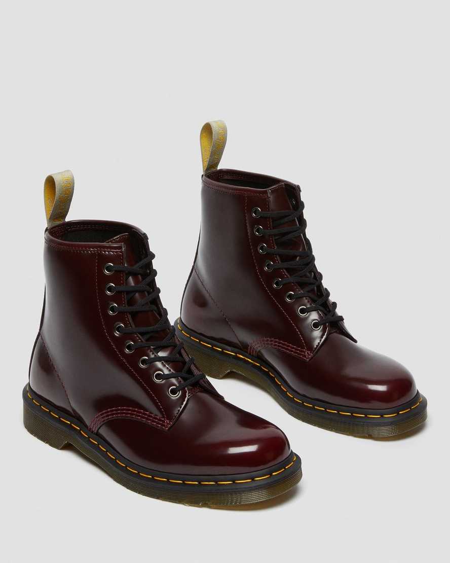 røde dr martens 1460 damestøvler med snørebånd