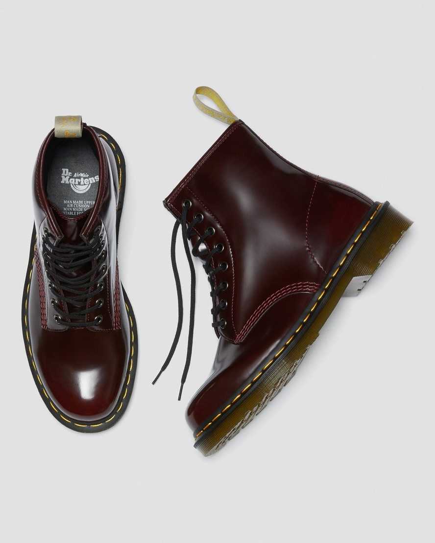 røde dr martens 1460 damestøvler med snørebånd