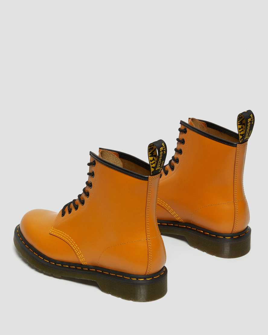 orange dr martens 1460 smooth damestøvler med snørebånd