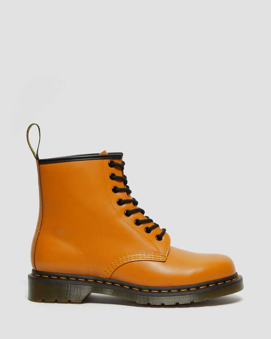 orange dr martens 1460 smooth damestøvler med snørebånd