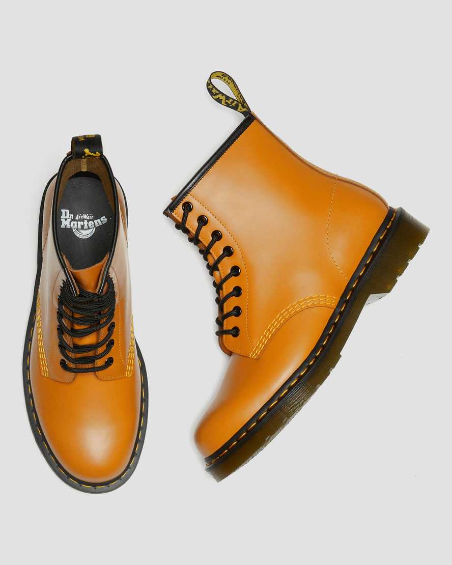 orange dr martens 1460 smooth damestøvler med snørebånd