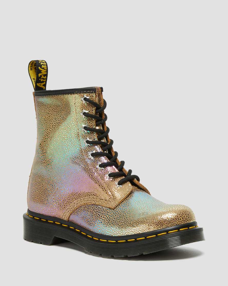 brune dr martens 1460 rainbow ray damestøvler med snøre