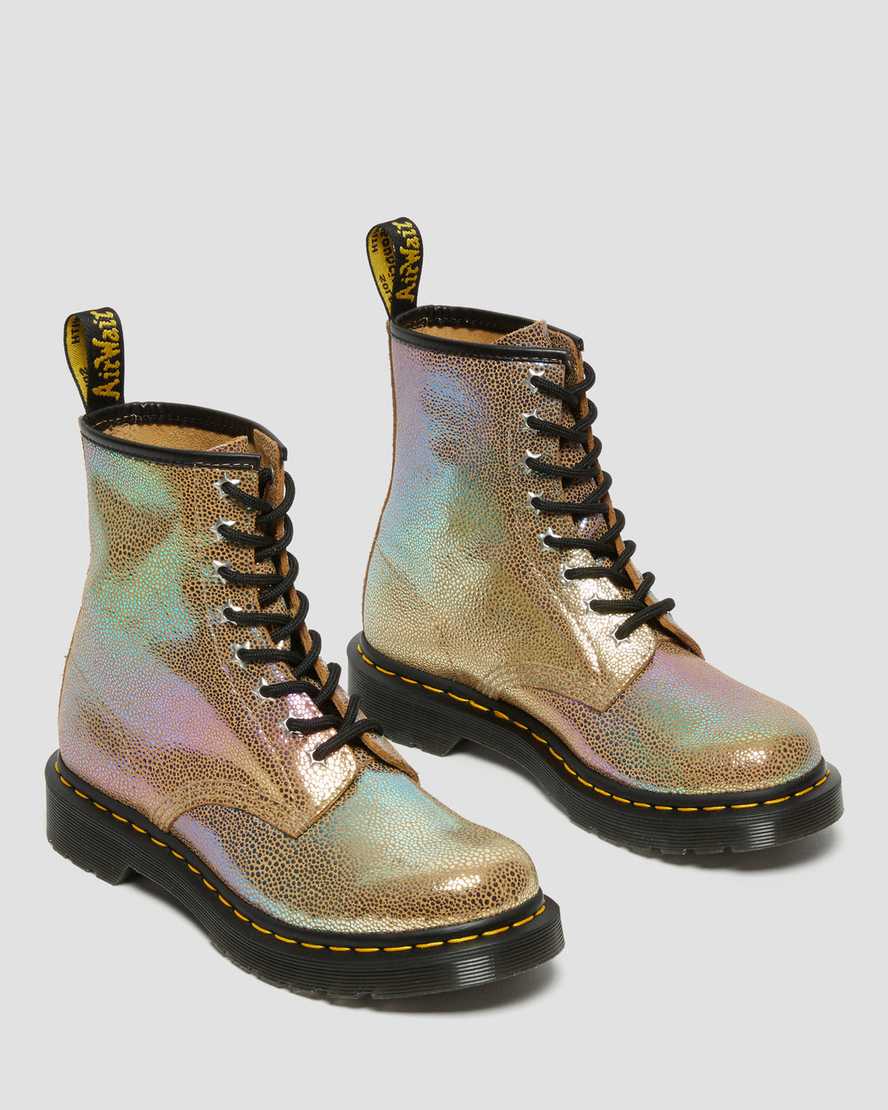 brune dr martens 1460 rainbow ray damestøvler med snøre