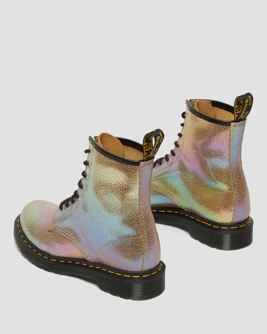 brune dr martens 1460 rainbow ray damestøvler med snøre