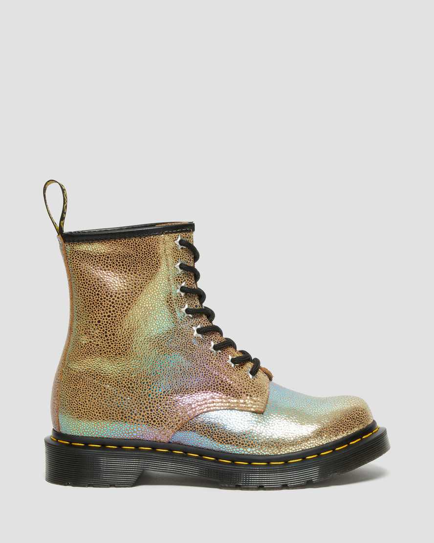 brune dr martens 1460 rainbow ray damestøvler med snøre