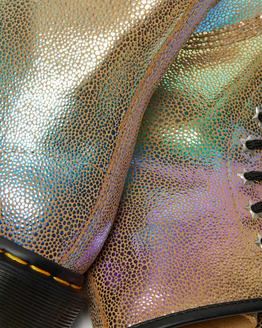 brune dr martens 1460 rainbow ray damestøvler med snøre