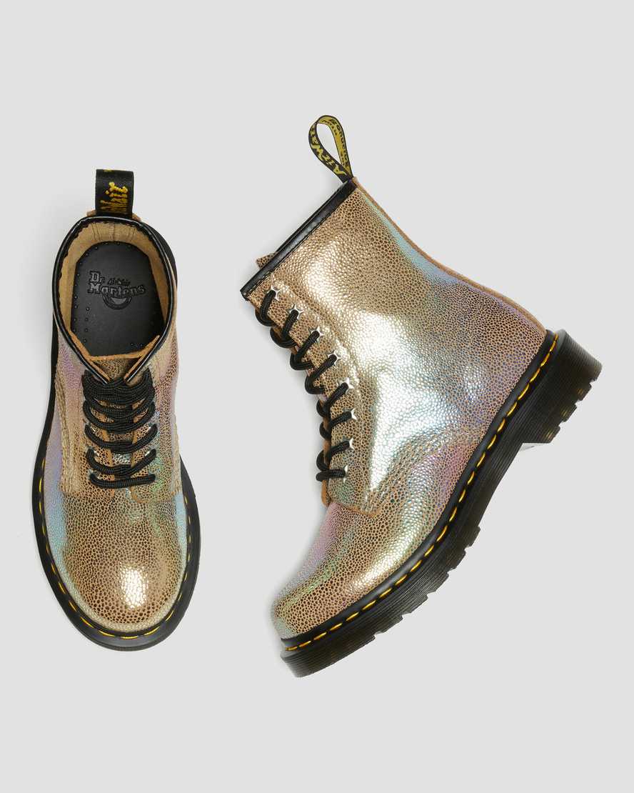 brune dr martens 1460 rainbow ray damestøvler med snøre