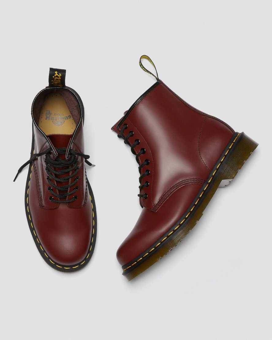 røde dr martens 1460 smooth damestøvler med snørebånd