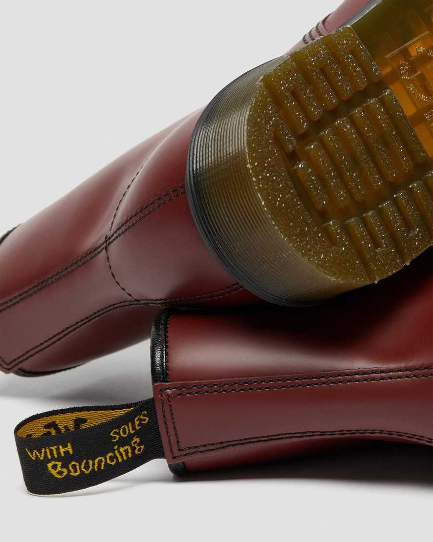 røde dr martens 1460 smooth damestøvler med snørebånd