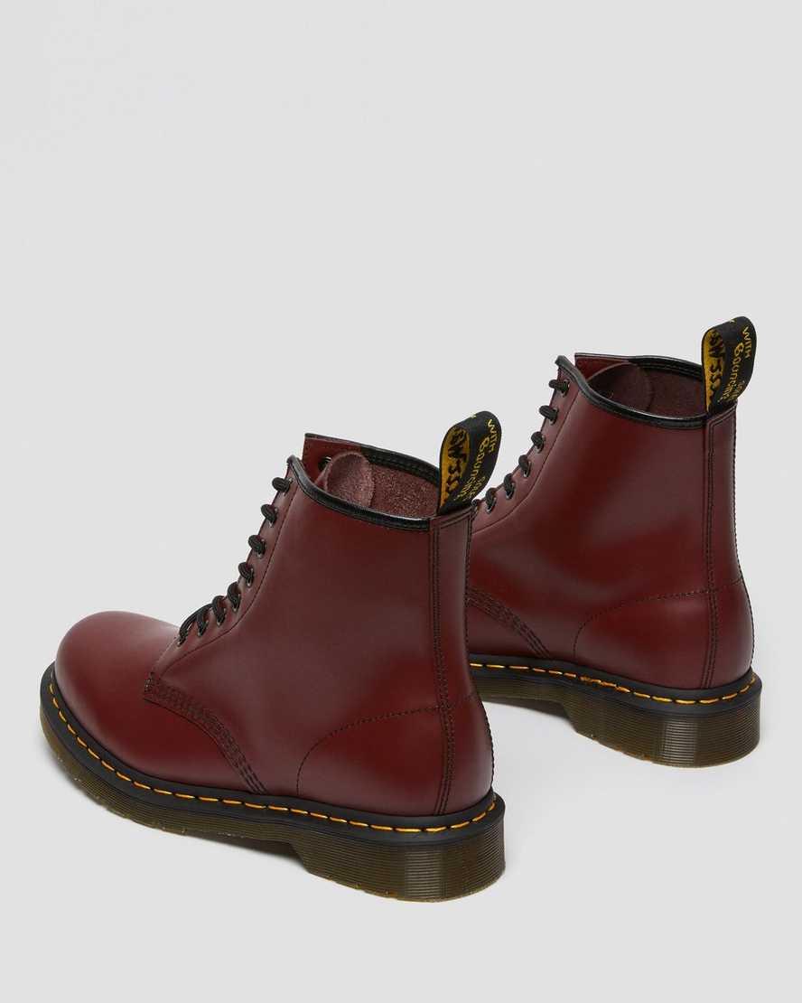 røde dr martens 1460 smooth damestøvler med snørebånd