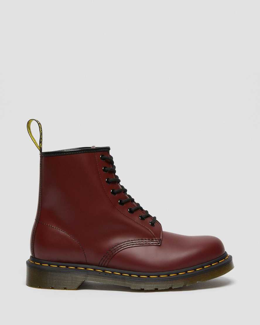 røde dr martens 1460 smooth damestøvler med snørebånd