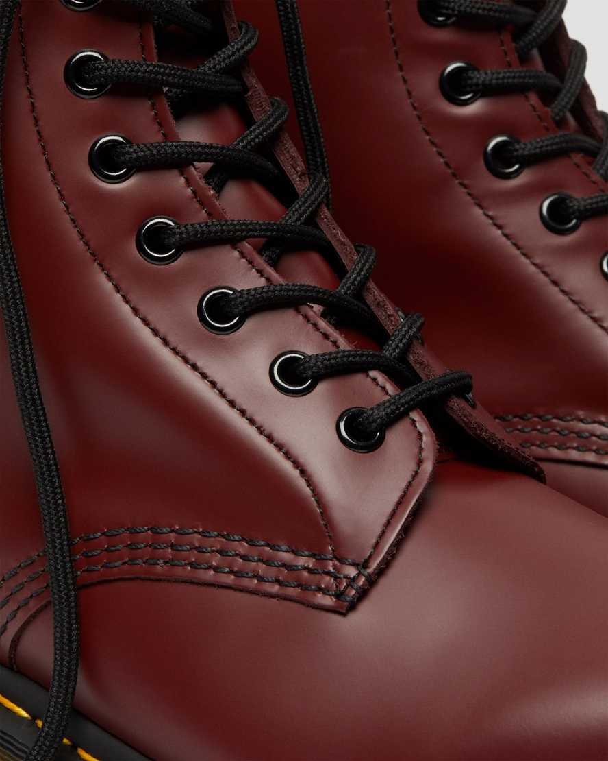 røde dr martens 1460 smooth damestøvler med snørebånd